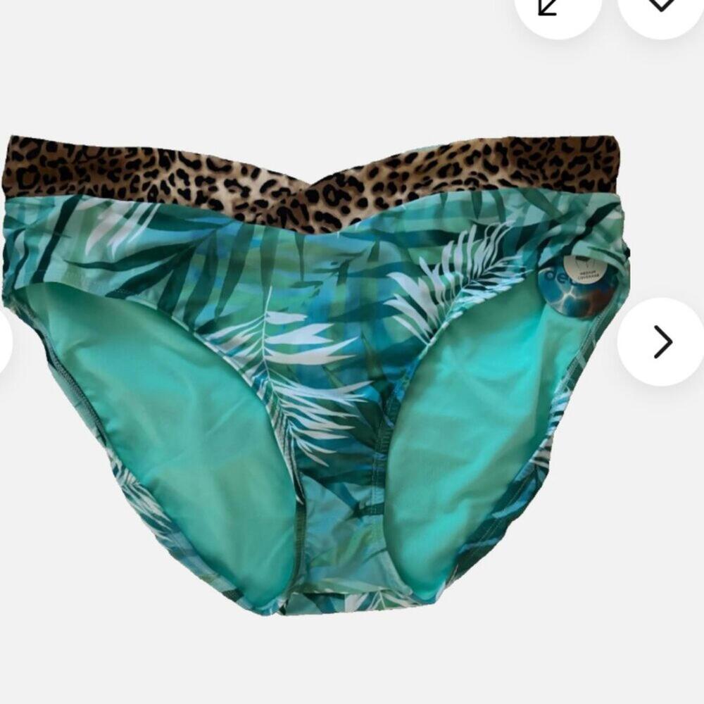 Decree Plus Size 1X Mid Rise Animal Print Tropical Bikini Bottom $36 NWT #38.